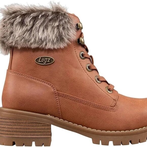 Lugz Women's Flirt Hi Fur Classic 6-in Chukka Boot Combat Rust Cognac Size 8 - Picture 1 of 4